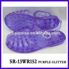 SR-13WR152 PURPLE Glitter Gelee Bohnen Sandalen Frauen transparente Sandalen Damen Großhandel Gelee Sandalen